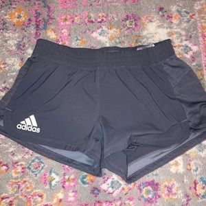 Grey adidas running shorts